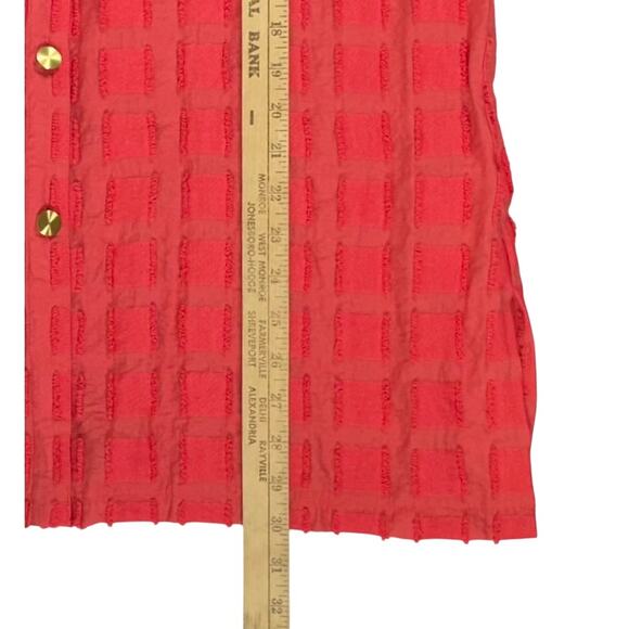 Chicos Travelers Tunic Sz 2 or Large 12/14‎ Coral Red-Orange Vermilion Textured - Picture 6 of 7